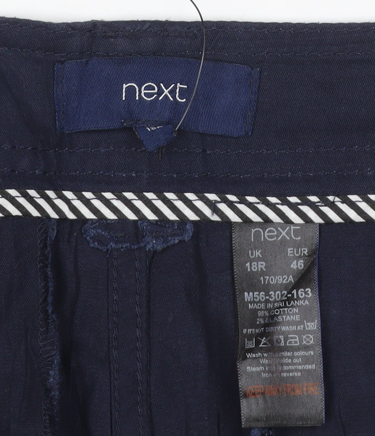 Next Women’s Navy Chino Trousers UK 18R Cotton Stretch Straight Leg