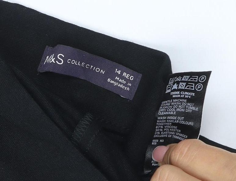M&S Collection Women’s Black Size 14 Regular Stretch Dress Trousers
