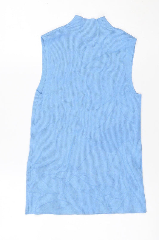 Marks & Spencer Women Blue Size 12 Ribbed Knit Tank Top