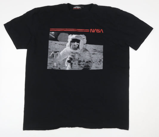 Back view of NASA Men's Black M Space Astronaut Graphic Print Crew Neck T-Shirt