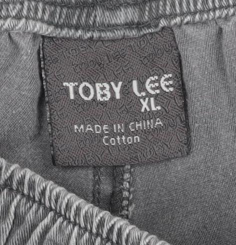 Toby Leeg Men's Grey XL Cotton Elastic Waist Casual Shorts