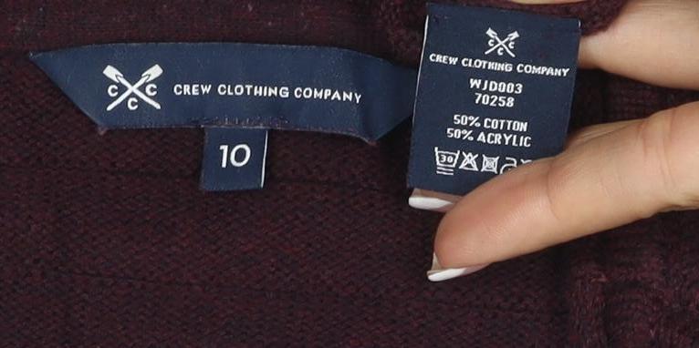 Brand and care label for Crew Clothing Women Brown Striped Knit Jumper UK 10