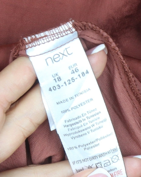 Next Women Brown UK 18 Long Sleeve Collared Shirt Dress