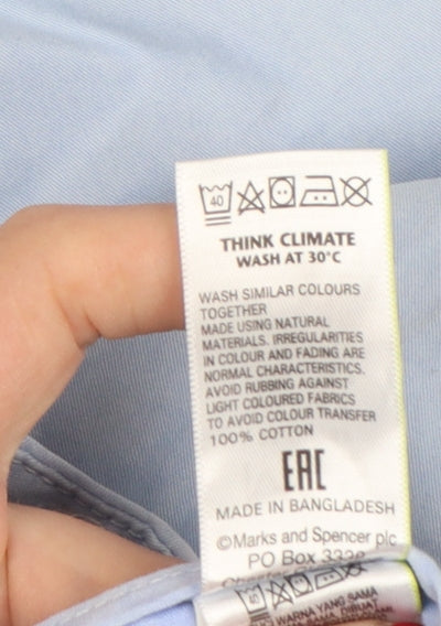 M&S Women’s Light Blue Size 14 Short Tapered Cotton Chino Trousers