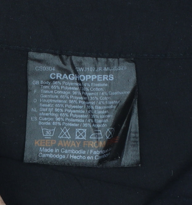 Craghoppers Women's Black UK 10 Regular Straight Trousers Zip Pockets