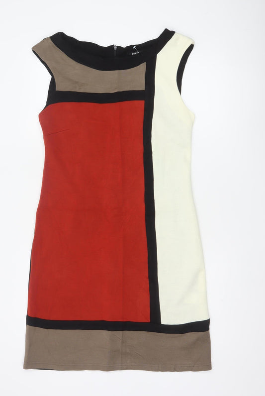 Additional front view of Roman Women Multicoloured UK 14 Sheath Knee Length Colourblock Dress