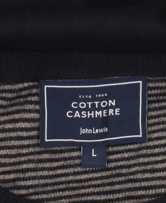 John Lewis Men’s Black Cotton Cashmere Crew Neck Jumper Size L