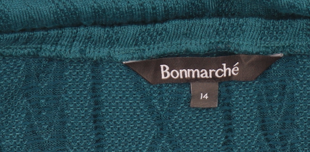 Bonmarché Women’s Teal Blue Size 14 Cable Knit Round Neck Jumper