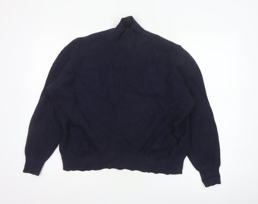Noisy May Women Blue XS Roll Neck Cable Knit Jumper Long Sleeve