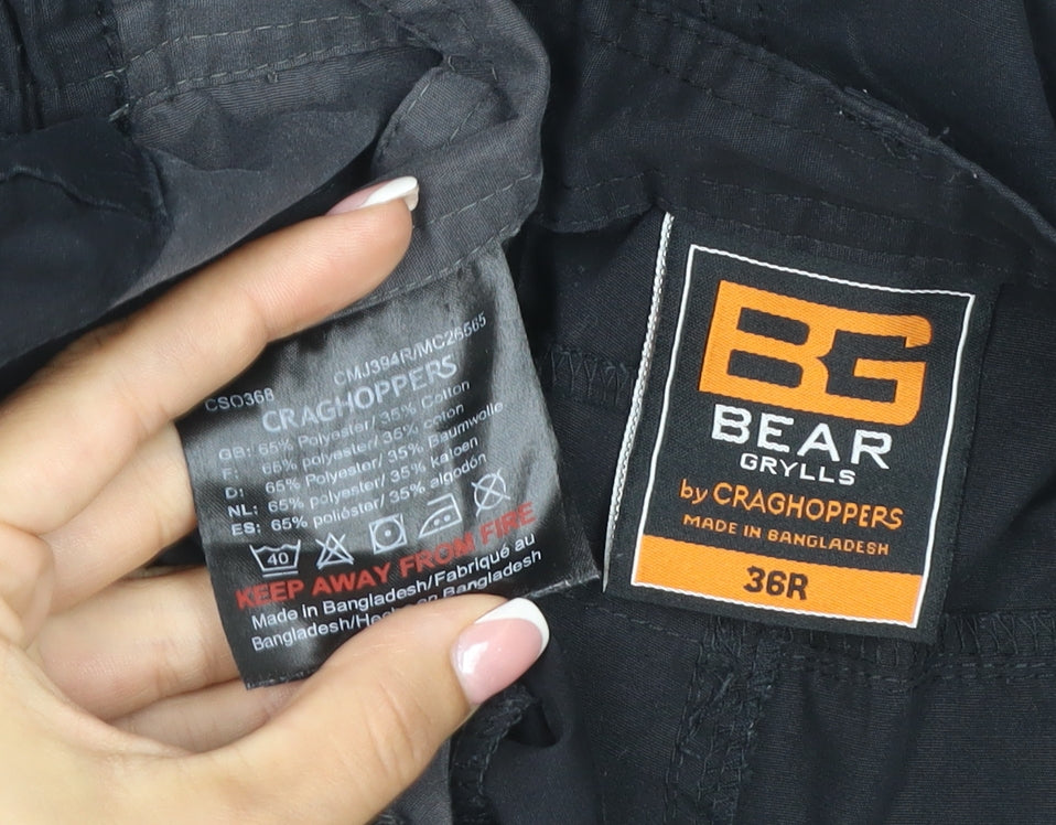 Craghoppers Bear Grylls Men’s Black Cargo Trousers 36R Regular