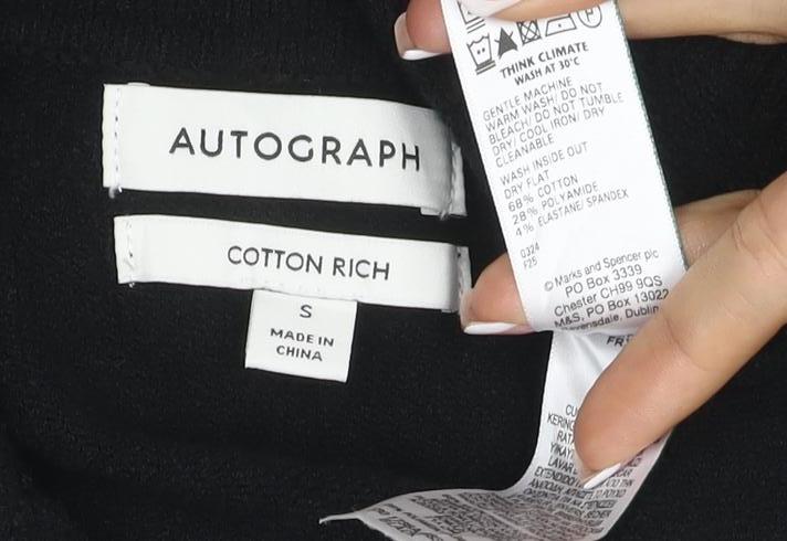 Brand and care label for Autograph Men’s Black Cotton Cashmere Collared jumper, size S