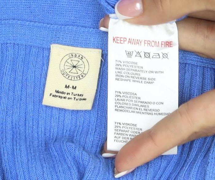Urban Outfitters Women Blue M Ribbed Lace-Up V-Neck Cardigan