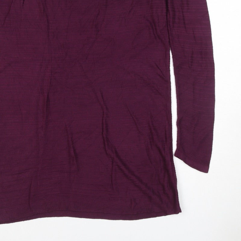 Bonmarché Women Purple M Knit Jumper Dress Pearl Shoulder Long Sleeve
