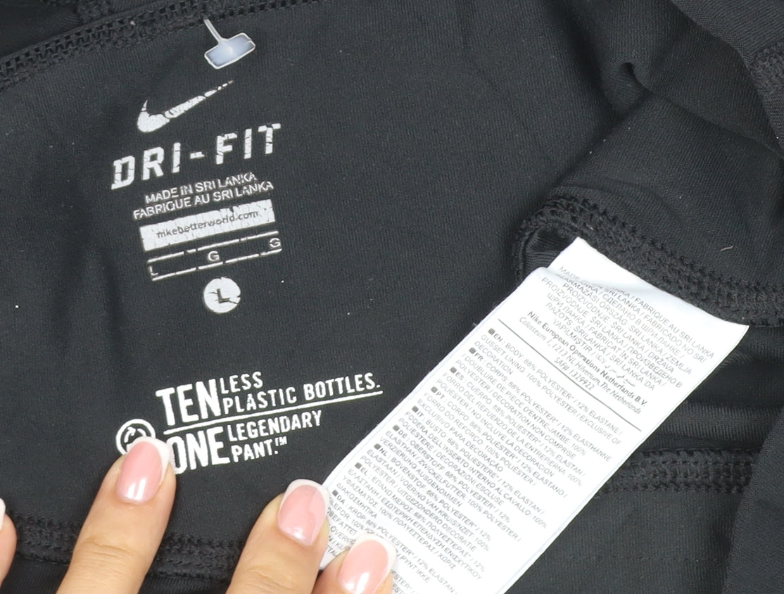 Nike Women Black L Dri-FIT Athletic Skinny Leggings Gym Running Yoga