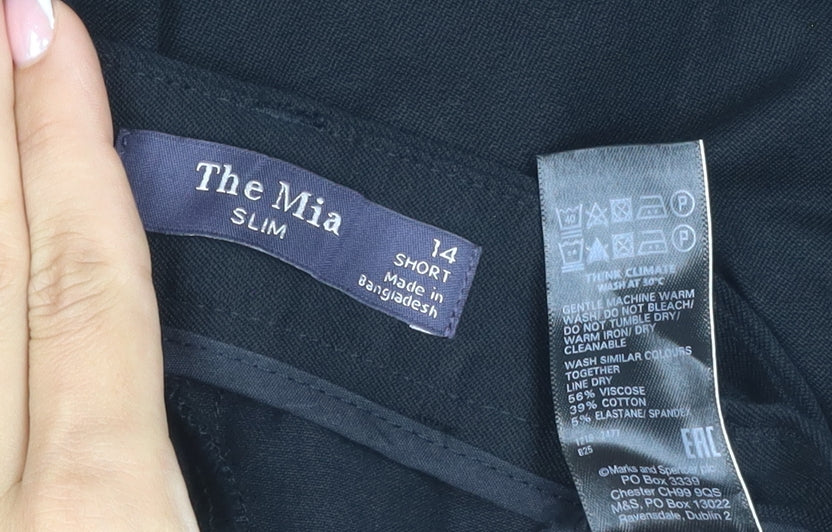 Marks and Spencer The Mia Women's Black Slim Trousers UK 14 Short