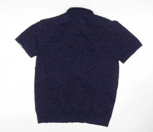 Marks & Spencer Men's Blue M Cotton Rich Short Sleeve Polo Shirt