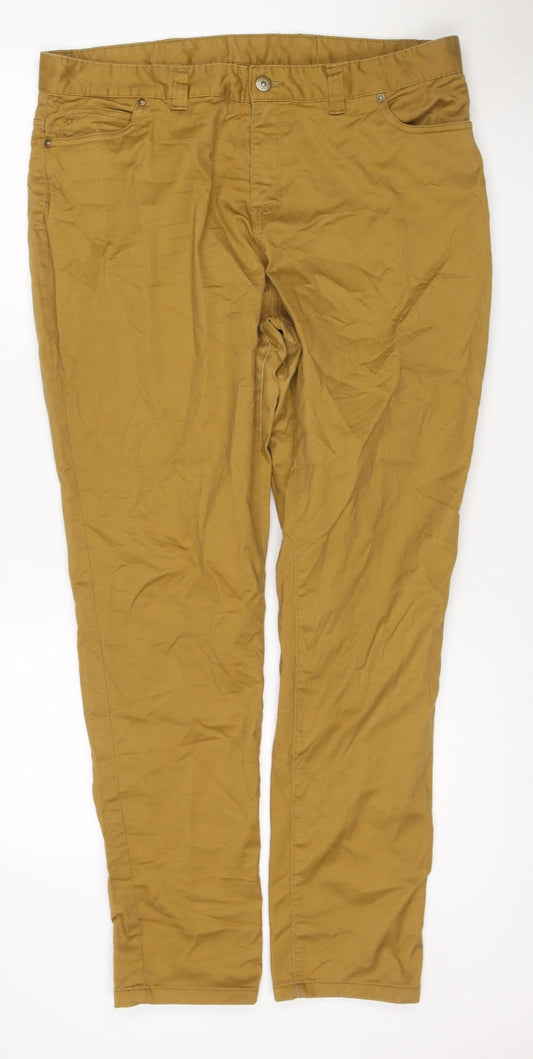 Additional front view of Denim Co. Men’s Brown Khaki Stretch Jeans XL Regular 5 Pocket
