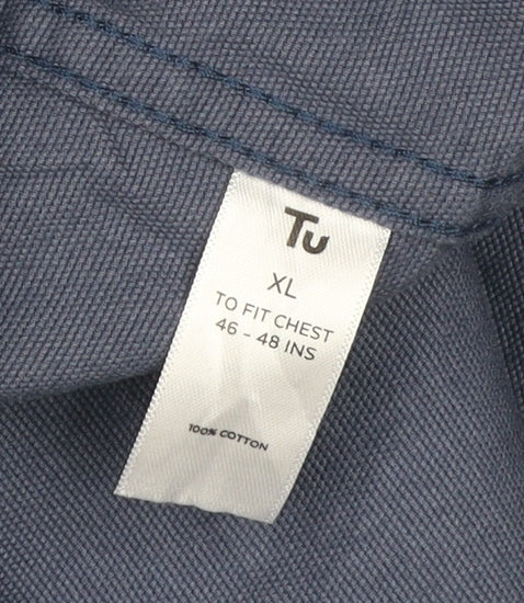 Tu Men’s Blue Cotton Utility Basic Jacket XL 46-48in Button Up