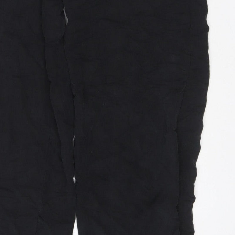 Zara Women Black M Wide-Leg Smart Trousers Button Zip Pockets