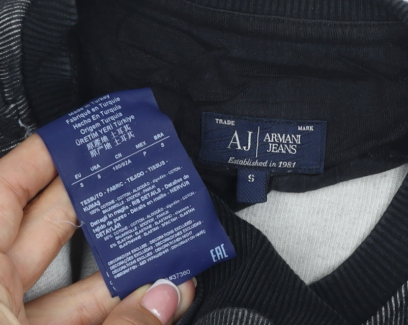 Armani Jeans Men’s Black S Pullover Crew Neck Logo Sweatshirt