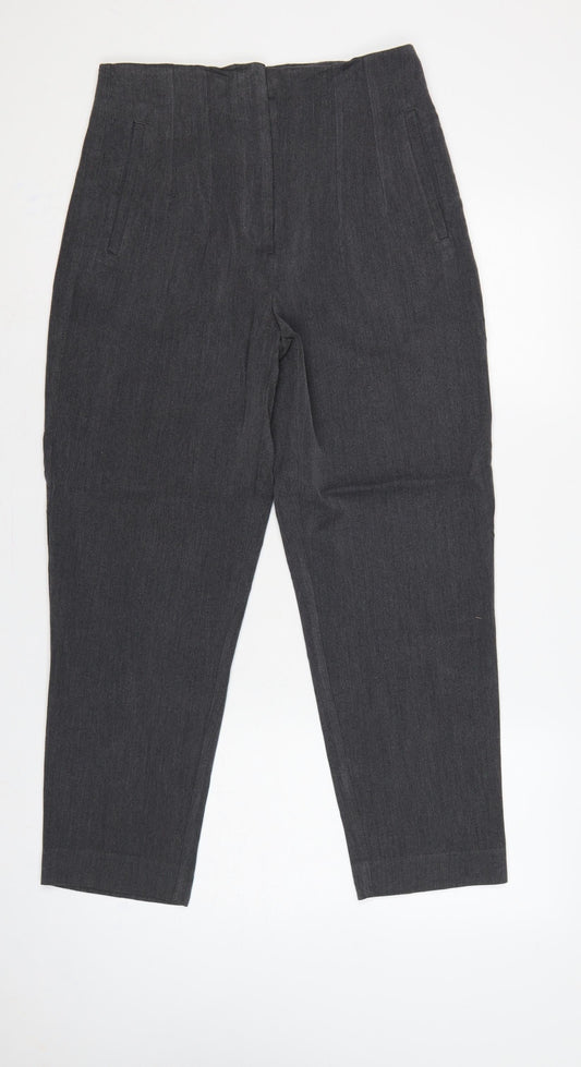 Zara Women’s Grey High Rise Tapered Tailored Trousers UK 12