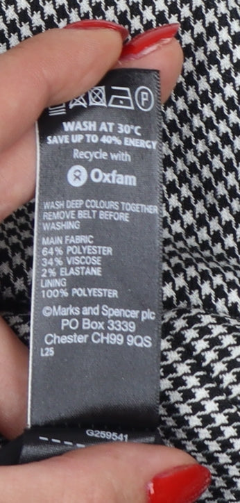 Marks and Spencer Women Black White Check Pencil Skirt UK 10 Lined