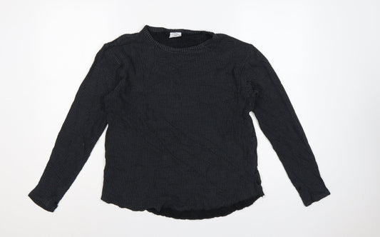 Urban Outfitters Women Black M Basic Textured Knit Crew Neck Long Sleeve Top