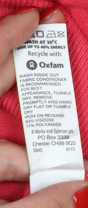 Marks & Spencer Women Pink UK 12 Button Front Long Sleeve Cardigan