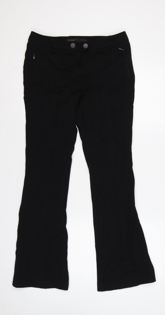 Next Women Black Size 12 Long Bootcut Trousers Zip Pockets