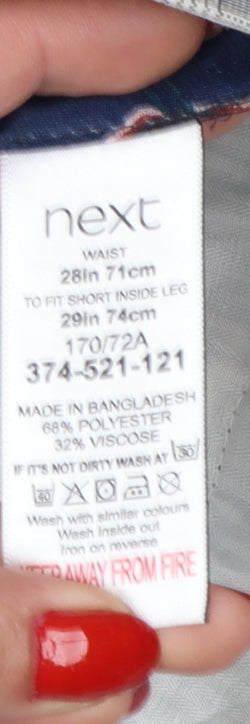 Next Men's Grey Check Trousers 28in Waist 29in Leg Smart Straight