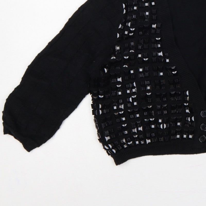 Selected Femme Women Black XL Embellished V-Neck Cropped Cardigan