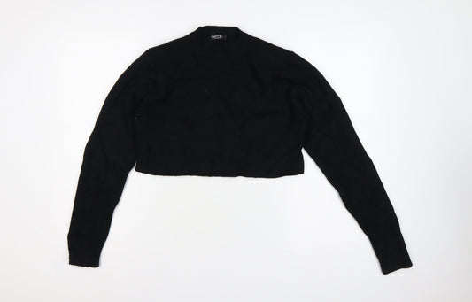 Nasty Gal Women Black UK 12 Mock Neck Cropped Knit Jumper