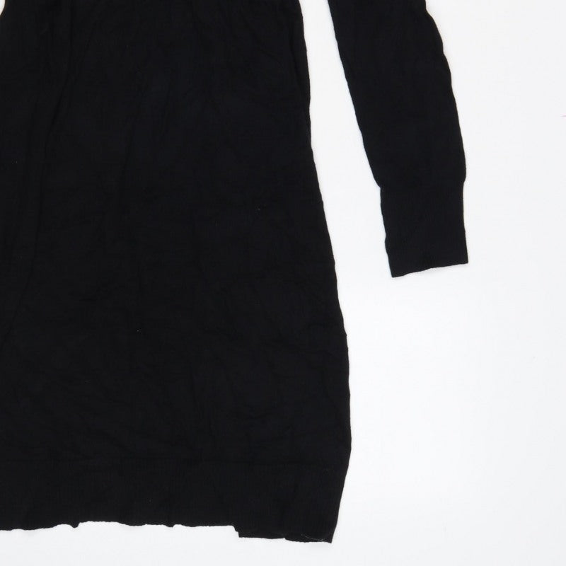 Old Navy Women Black M Cowl Neck Knit Jumper Dress Long Sleeve