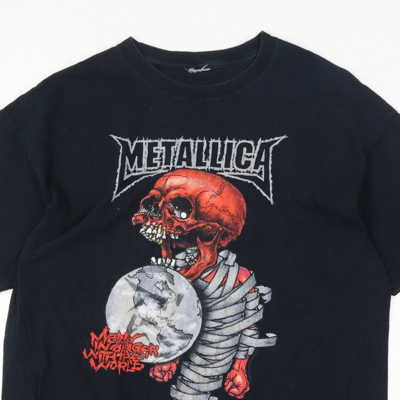 Metallica Men’s XL Black 2004 Tour Skull Graphic Rock Band T-Shirt