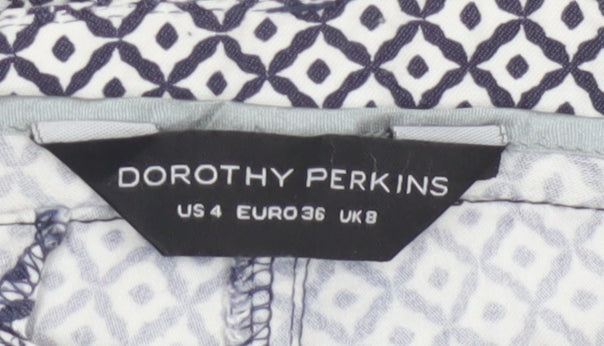 Additional view of Dorothy Perkins Women Blue Geometric UK 8 Skinny Stretch Trousers