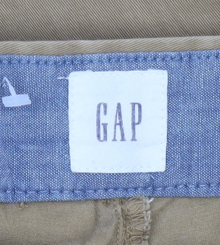 Gap Men’s Beige 38x32 Straight Chino Trousers Cotton Flat Front