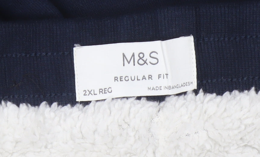 Marks & Spencer Men Blue 2XL Fleece Lined Jogger Sweatpants Regular