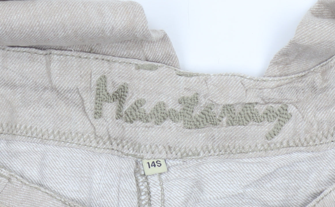 Hurricane Women’s Beige UK 14 Slim Linen Cotton Carpenter Trousers