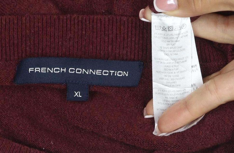 Brand and care label for French Connection Women Red XL Crew Neck Pocket jumper
