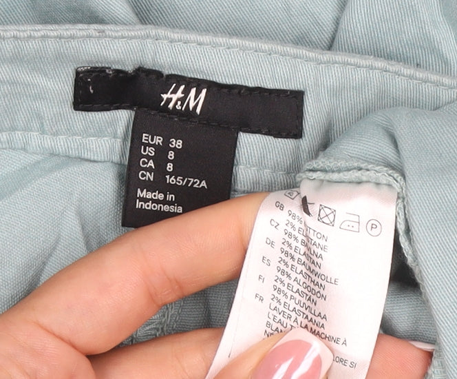 H&M Women Blue UK 10 Straight Leg Cotton Stretch Jeans