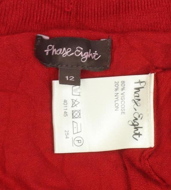 Phase Eight Women Red Size 12 Open Knit Long Sleeve Cardigan