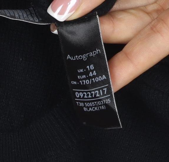 Additional view of Autograph Women’s Black UK 16 Viscose Blend Crew Neck Balloon Sleeve Jumper