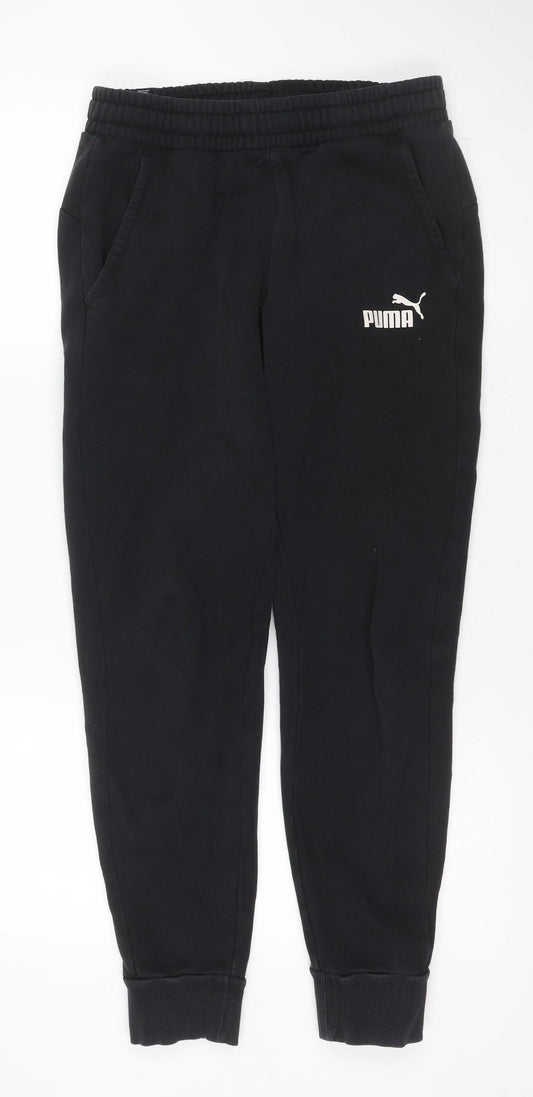 Back view of Puma Men's Black S Jogger Track Pants Elastic Waist Cuffed Sports Trousers