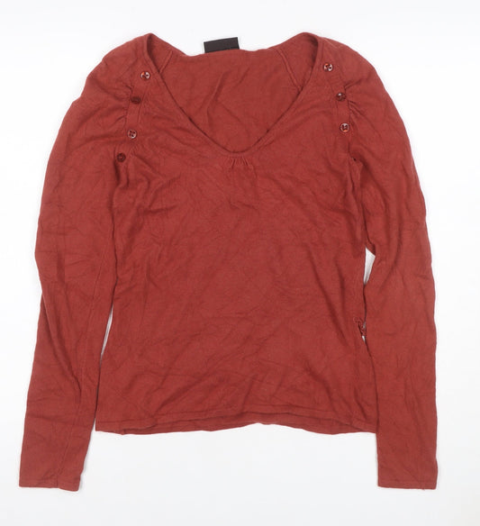 Additional front view of Principles Women Red UK 10 Cashmere Blend Scoop Neck Button Knit Jumper