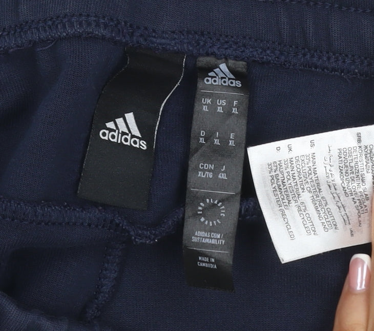 Adidas Men's Navy Blue XL Track Pants Tapered Stretch Zip Ankle Joggers