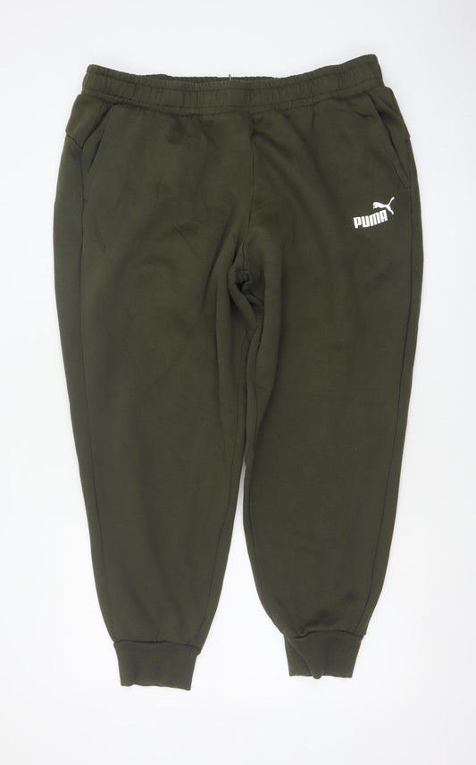 Additional front view of Puma Women Green XXL Jogger Sweatpants Elastic Waist Logo Pockets
