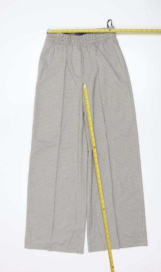Marks & Spencer Women Multicoloured Check Wide-Leg Trousers UK 8 Regular