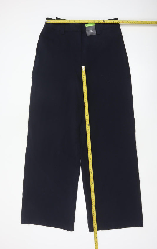 Marks & Spencer Women Blue UK 12 Long Wide Leg High Rise Trousers