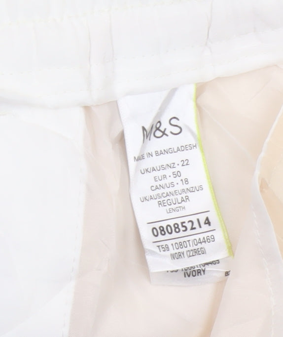 Marks & Spencer Women Ivory UK 22 Wide-Leg Drawstring Trousers