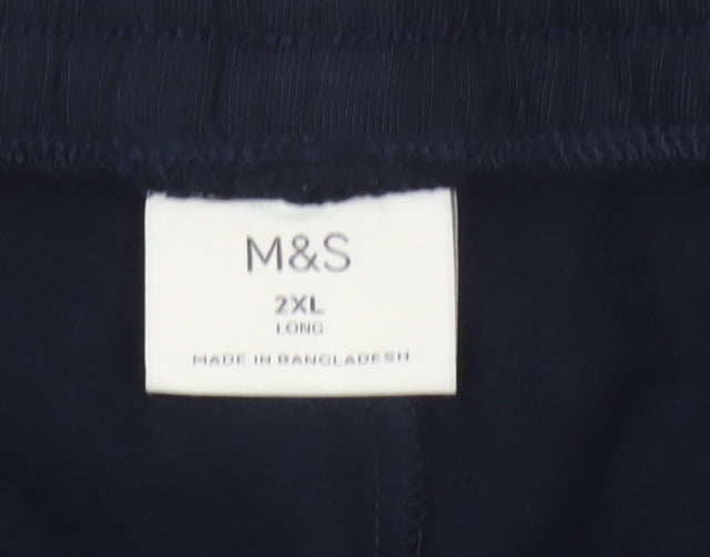 Marks & Spencer Men's Blue 2XL Long Jogger Stretch Drawstring Trousers